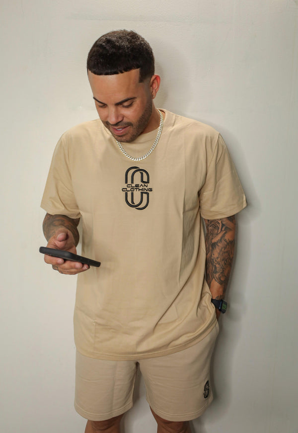 Tshirt big logo Beige
