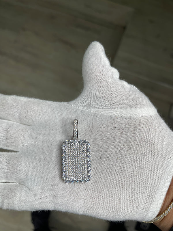 Pendant Rectangular Silver full Diamond Mediano