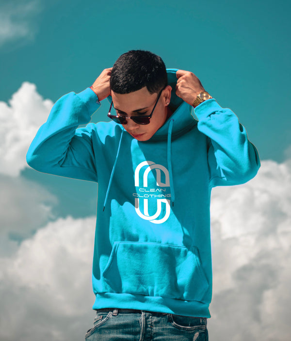 Hoodie Blue and White Clean Clothing