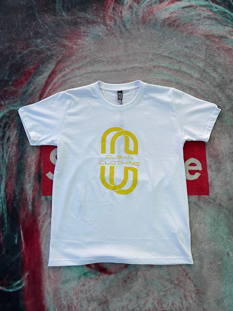 Tshirt White and Yellow Mustard Clean Clothing