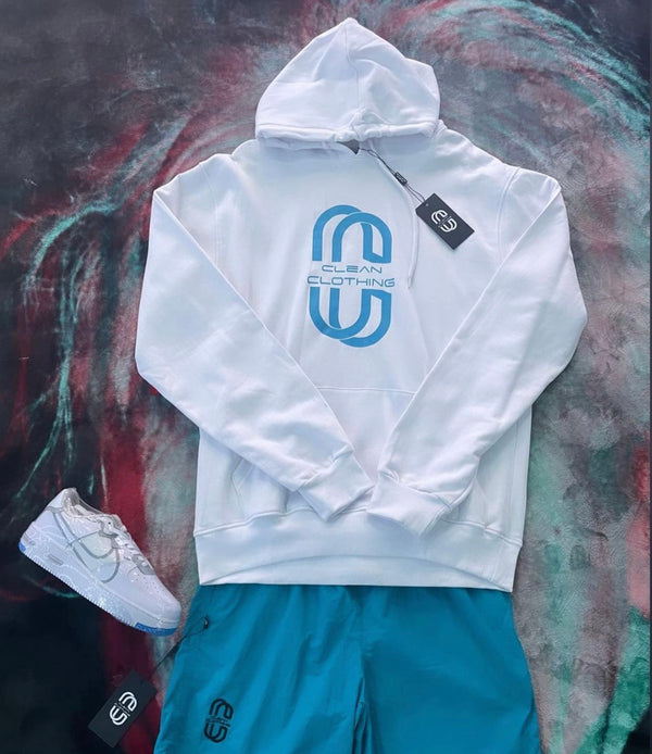 Hoodie White and Blue Clean Clothing