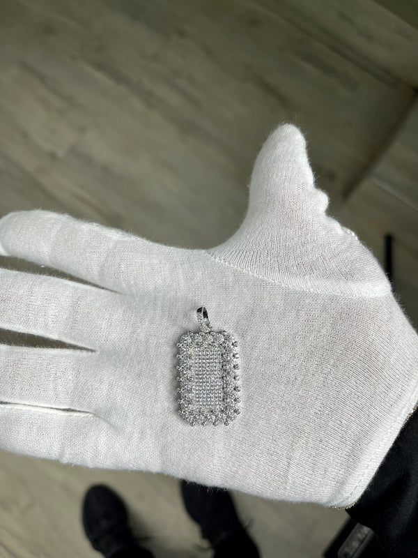 Pendant Rectangular Silver full Diamond pequeño