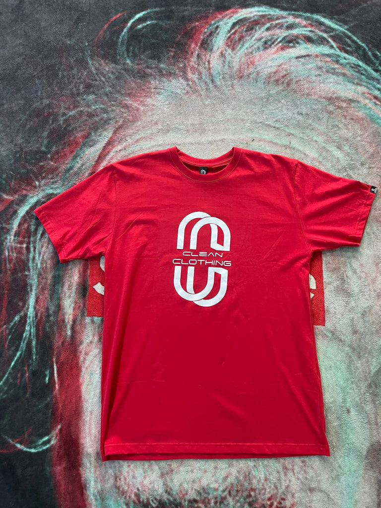 Tshirt Red and White Clean Clothing