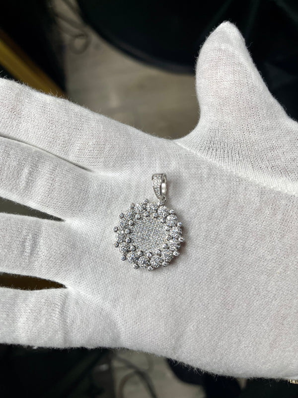 Pendant circular Silver full diamond