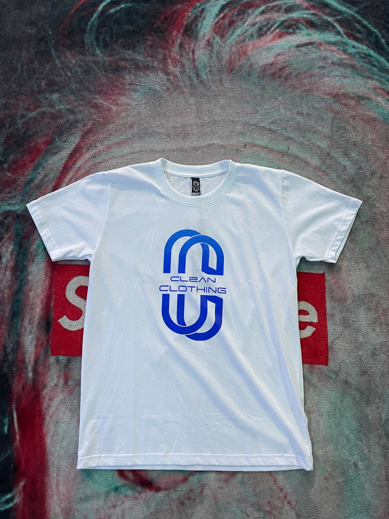Tshirt White and Blue light Clean Clothing