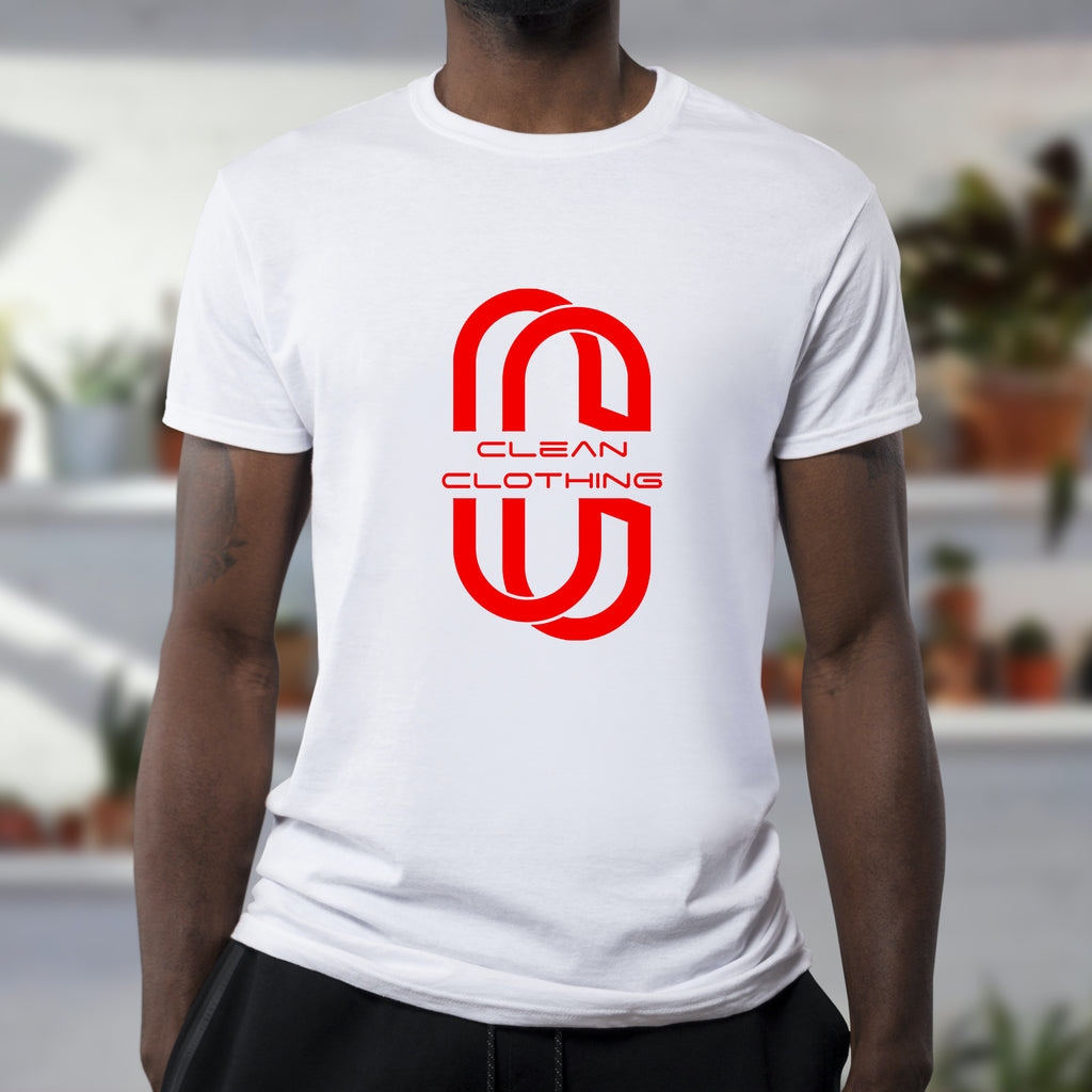 Tshirt White and Red Clean Clothing