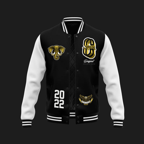 VARSITY Jacket black and white/ Yellow exclusive